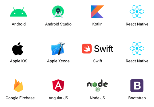 billede af forskellige programmeringssprog som bruges til udvikling af apps